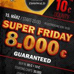 Cínovec: 8.000€ GTD, pátek 15.března největší garance v ústeckém kraji v Casino Imperial Zinnwald!