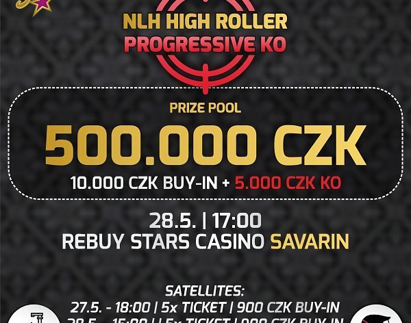 RS Savarin: Květnový NLH High Roller Progressive KO o 500.000 Kč ve čtvrtek 28.5.