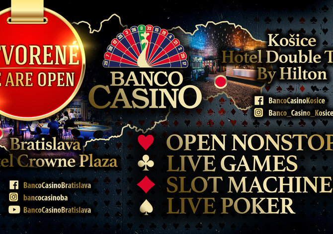 Banco Casino Bratislava opět NONSTOP v provozu!
