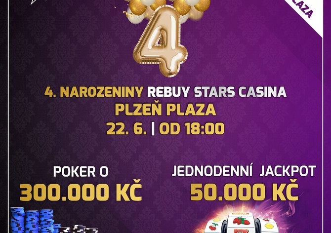 RS Plzeň: Pondělní BDAY speciál o 300.000 Kč doplní Jackpot Night o 50.000 Kč