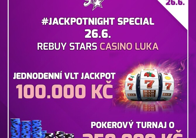 Jackpot Night Special s turnajem o 250.000 Kč a VLT odměnami za 100.000 Kč už dnes v Casinu Luka