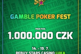 Milionový Gamble Poker Fest o 1.000.000 korun v Rebuy Stars v Praze, Plzni i v Brně