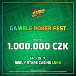 Milionový Gamble Poker Fest o 1.000.000 korun v Rebuy Stars v Praze, Plzni i v Brně