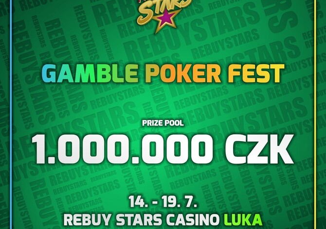 Milionový Gamble Poker Fest o 1.000.000 korun v Rebuy Stars v Praze, Plzni i v Brně