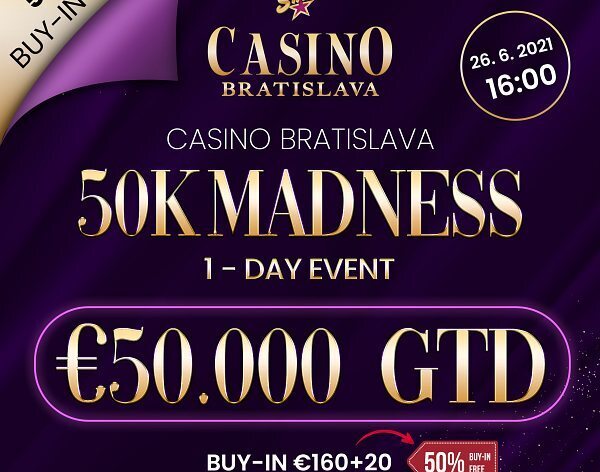 Absolutní šílenství! Kdo zapne sobotní 50K Madness, dostane půl buy-inu zpět!