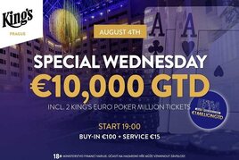 Pravidelné středeční turnaje v King&#039;s Prague za €115 celkem o €40K GTD