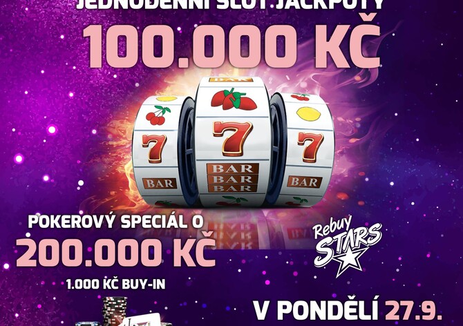 RS Plzeň: Pokerový speciál o 200.000 Kč a slot jackpoty za 100.000 Kč už v pondělí
