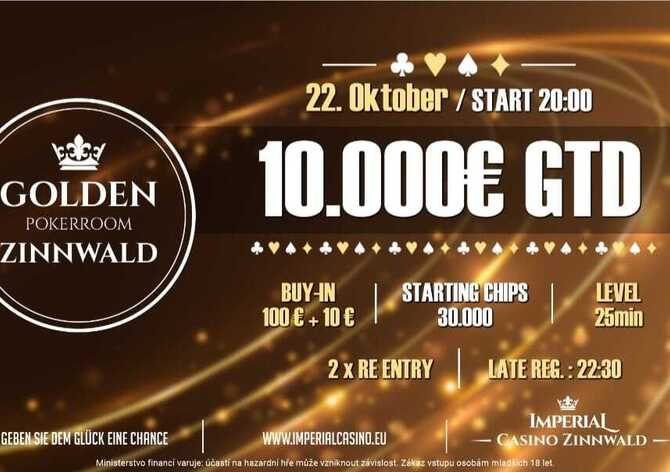 Cínovec: V pátek si v Casinu Imperial Zinnwald zahrajete minimálně o €10.000
