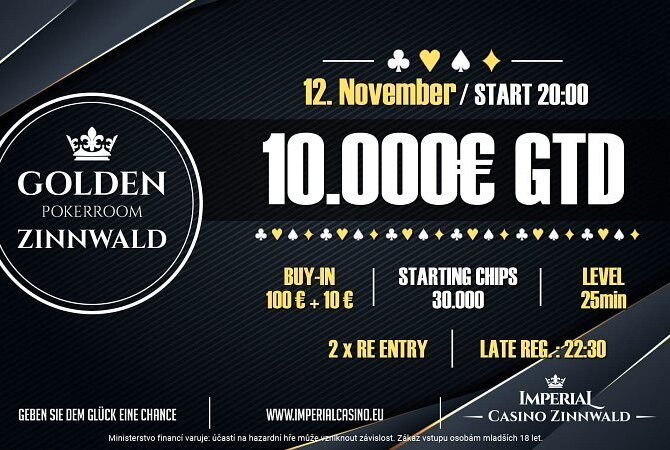 Cínovec: V pátek si v Casinu Imperial Zinnwald zahrajete minimálně o €10.000