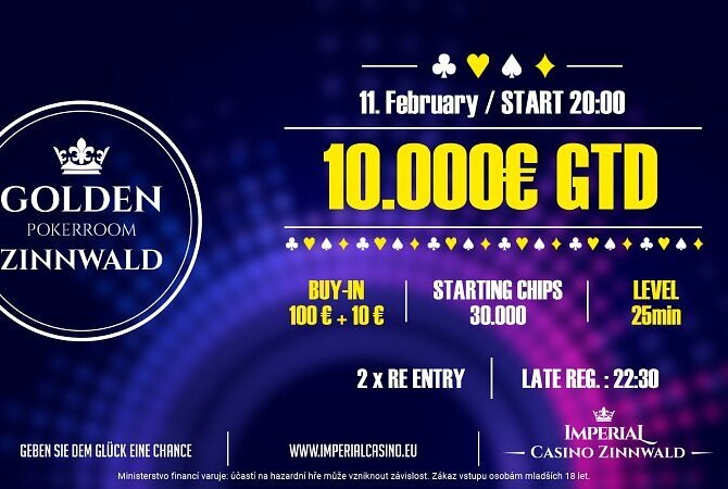 Cínovec: V pátek si v Casinu Imperial Zinnwald zahrajete minimálně o €10.000