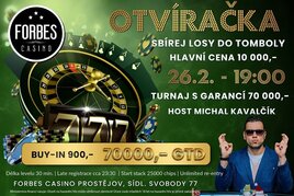 Otvíračka v Prostějově! V sobotu o garanci 70.000 Kč!