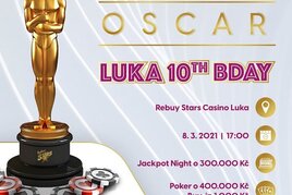 Rebuy Stars: Casino Luka oslaví v úterý 10 let v oscarovém stylu! Poker o 400K a jackpoty 300K