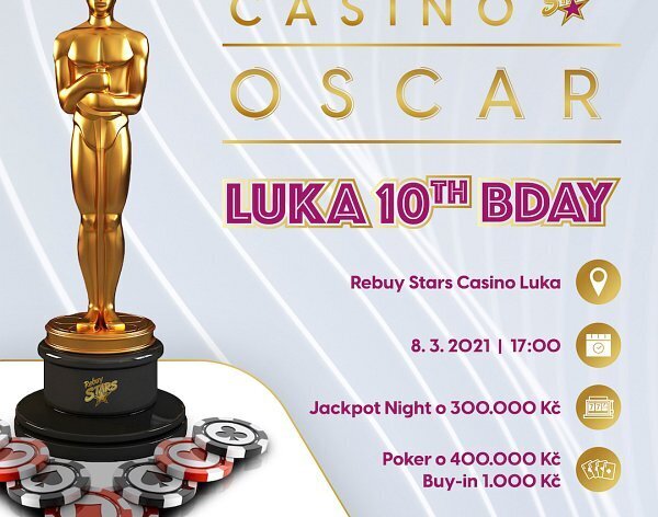 Rebuy Stars: Casino Luka oslaví v úterý 10 let v oscarovém stylu! Poker o 400K a jackpoty 300K