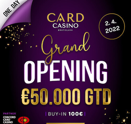 Lahůdka v Card Casinu Bratislava: Připravte se na jednodenní Grand Opening €50.000 GTD