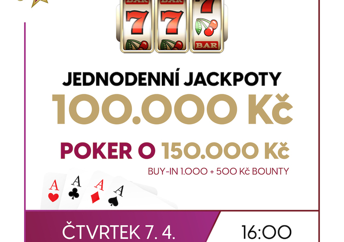 RS Area Bory Plzeň: Čtvrteční Jackpot Night s jackpoty 100K okořeněná pokerem o 150K