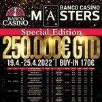 Banco Casino Masters €250K GTD jen za €170 startuje už příští týden