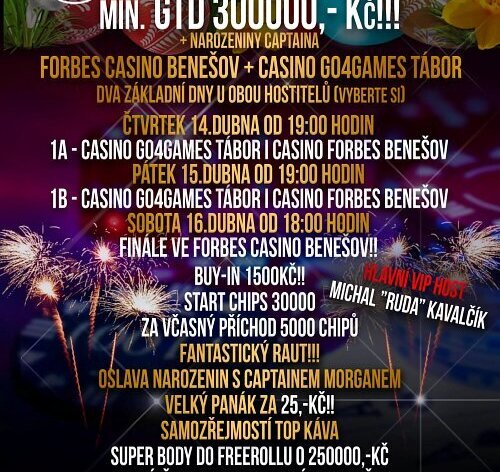 Čt-pá-so: Velikonoční poker v Benešově a Táboře o 300.000 Kč GTD!
