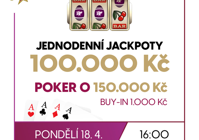 RS Plzeň: Velikonoční jackpot Night Special - Poker o 150K a slot jackpoty za 100K už v pondělí