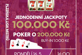 RS Plzeň Plaza: Jackpot night special o 100K, pokerem o 200K a Slotovým mistrovým