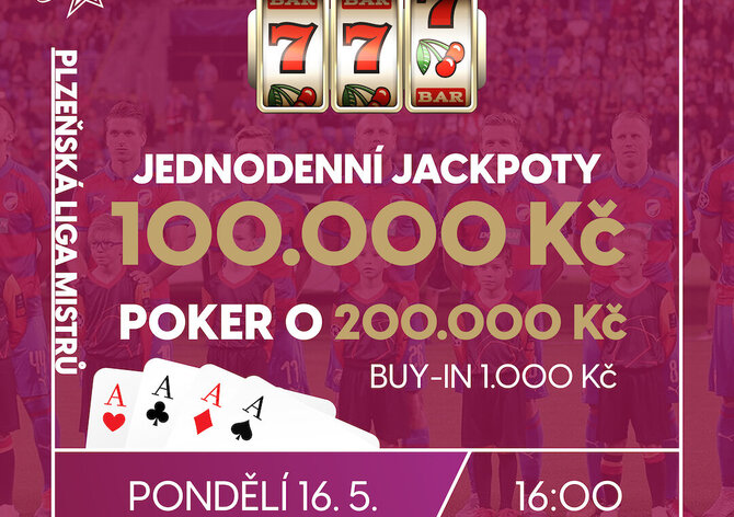 RS Plzeň Plaza: Jackpot night special o 100K, pokerem o 200K a Slotovým mistrovým
