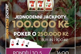 RS Plzeň: Pondělní Jackpot Pizza Night v Casinu Plzeň Plaza přináší 350.000 Korun