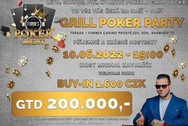 Grill Poker Night Prostějov v pátek s garancí 200.000 Kč