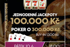 RS Luka: Burger Fest s pokerem o 300.000 Kč a slot jackpoty za 100.000 Kč už dnes