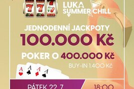 Luka Summer Chill: Poker o 400.000 Kč a slot jackpoty za 100.000 Kč