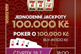 RS Area Bory Plzeň: Čtvrteční asijská Jackpot Night o 100.000 Kč s pokerem o 100.000 Kč