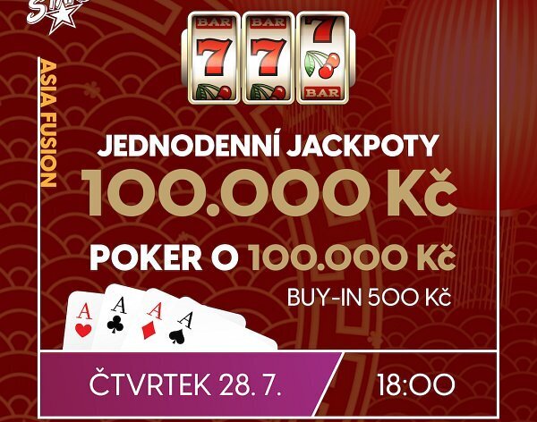 RS Area Bory Plzeň: Čtvrteční asijská Jackpot Night o 100.000 Kč s pokerem o 100.000 Kč
