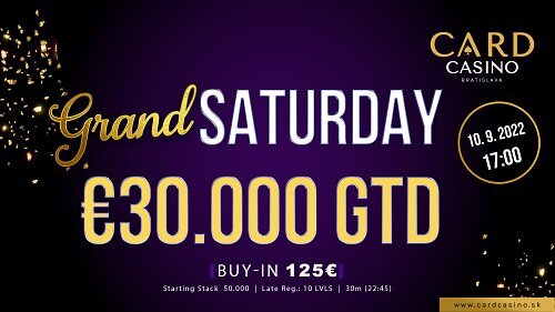 Card Casino Bratislava: Pátek+sobota o €45.000!