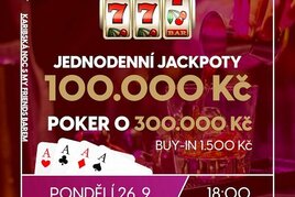 RS Plzeň: Pondělní Karibská party s pokerem o 300.000 a tradiční Jackpot Night o 100.000 Kč