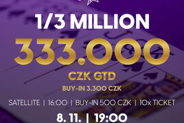 RS Brno: Speciál 1/3 Million o garanci 333.000 Kč už dnes v Rebuy Stars Casinu International Brno