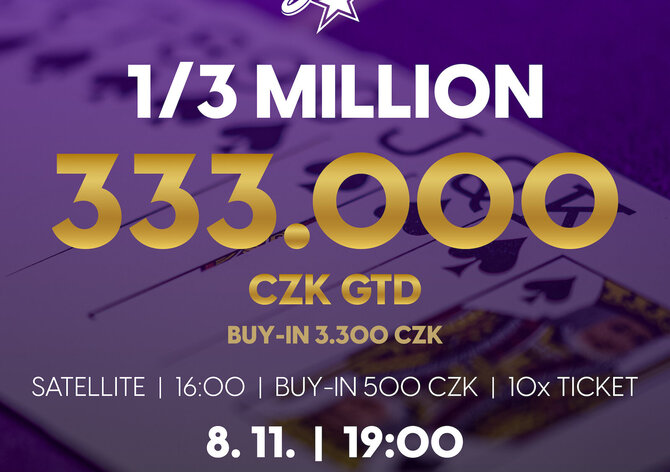 RS Brno: Speciál 1/3 Million o garanci 333.000 Kč už dnes v Rebuy Stars Casinu International Brno