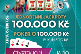 RS Plzeň Area Bory: Retro 90s Party s pokerem o 100K a jackpoty za 100K už ve čtvrtek