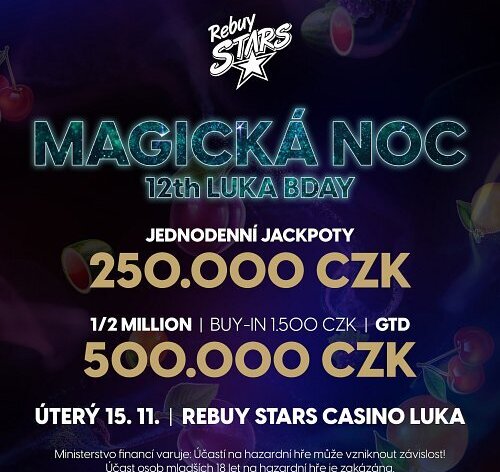 RS Luka: Magická noc rozsvítí narozeninové oslavy s turnajem o 500K GTD a jackpoty za 250K!