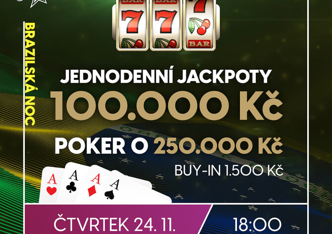 RS Plzeň: Casino Plzeň Plaza přináší brazilskou Jackpot Night s poker eventem o 250.000 Kč!