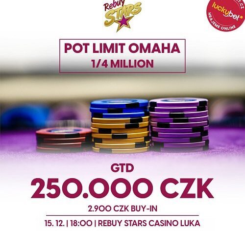 RS Luka: Pot Limit Omaha s garancí 250.000 Kč ve čtvrtek v pražském Casinu Luka!