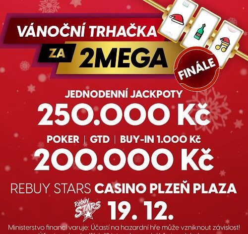 RS Plzeň Plaza: Vánoční speciál o 200.000 Kč, Jackpoty 250.000 Kč a 750.000 Kč na vánočním stromečku