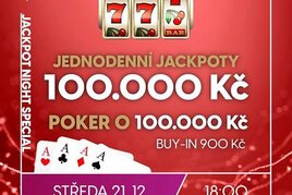 RS Kladno: Vánoční pohoda v Casinu OAZA Kladno s pokerem o 100.000 Kč a jackpoty za 100.000 Kč