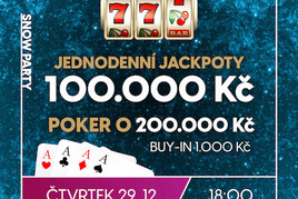 RS Plaza: Pořádná Snow Party s pokerem o 200.000 Kč a jackpoty za 100K míří ve čtvrtek do Plzně