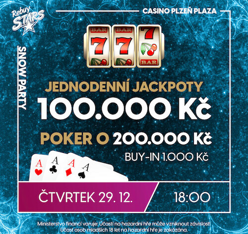 RS Plaza: Pořádná Snow Party s pokerem o 200.000 Kč a jackpoty za 100K míří ve čtvrtek do Plzně