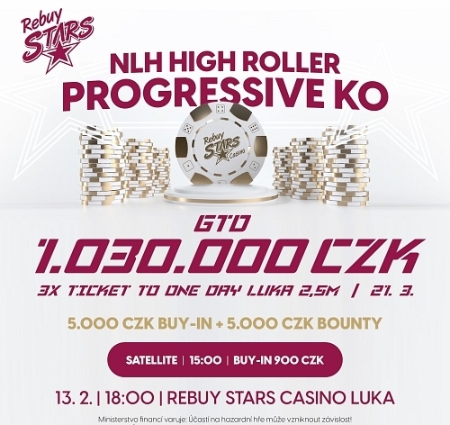 RS Luka: Prestižní NLH High Roller Progressive KO o 1.030.000 Kč už dnes večer