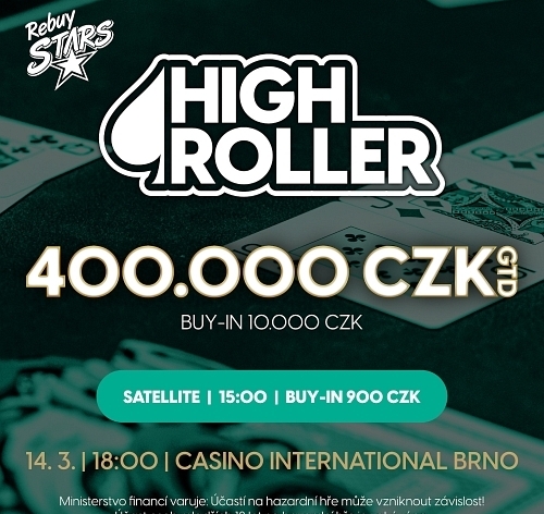 RS Brno: Úterní High Roller v brněnském Casinu International garantuje 400.000 Kč 