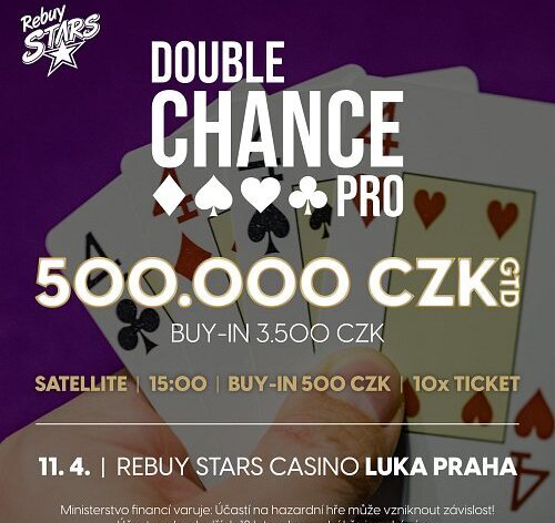 RS: Garance 500.000 Kč v úterý na Lukách v NLH Double Chance PRO pouze s jedním re-entry!