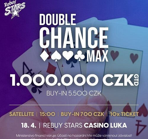 RS: Garance 1.000.000 korun a jedno re-entry v Double Chance MAX v úterý na Lukách