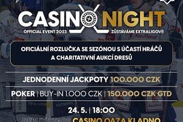 Charitativní Casino night s pokerem o 150.000 Kč a stotisícové Jackpoty s kladenskými Rytíři