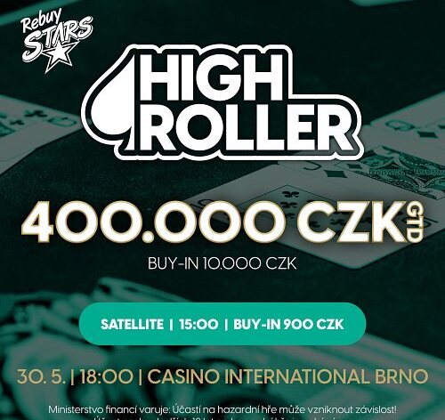 RS Brno: High Roller v brněnském Rebuy Stars Casinu garantuje 400.000 Kč