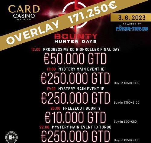 Card Bratislava: Overlay přes €170K v Bounty Hunter Days