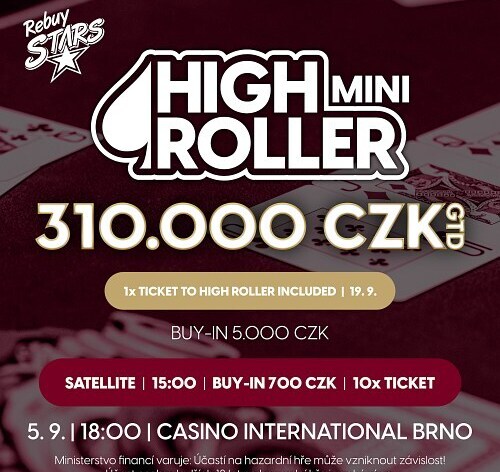 RS Brno: High Roller Mini o 310.000 Kč ovládne Rebuy Stars Casino International Brno!